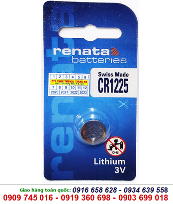 Renata CR1225; Pin 3v Lithium Renata CR1225 _Made in Swiss (Vỉ 1viên)